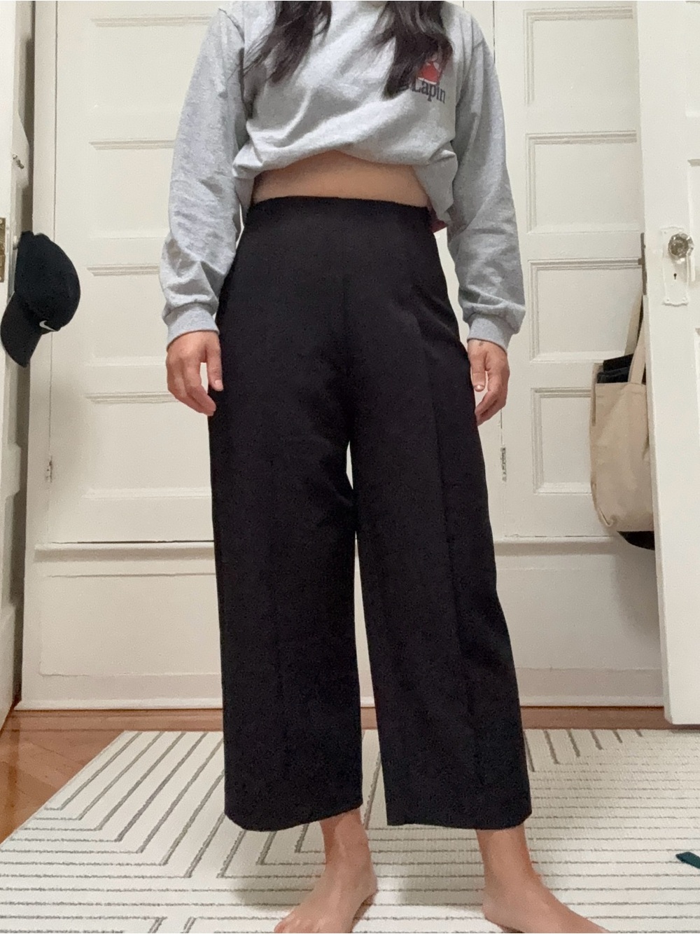 Love Bonito Wide-Leg Black Cropped Pants
